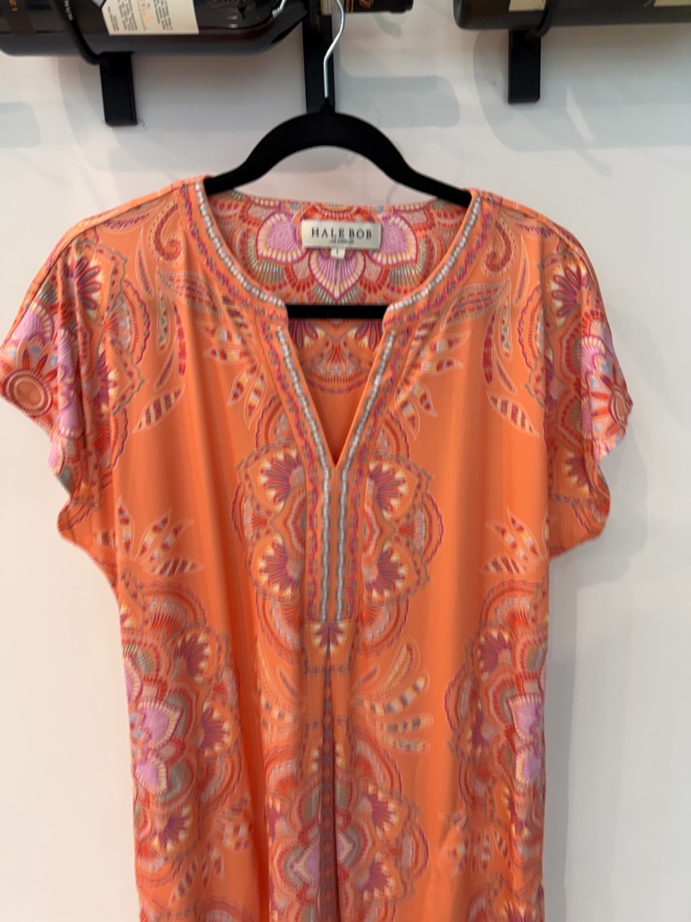 Hale Bob Orange Paisley Shift with Pink Accents - Picture 2 of 4